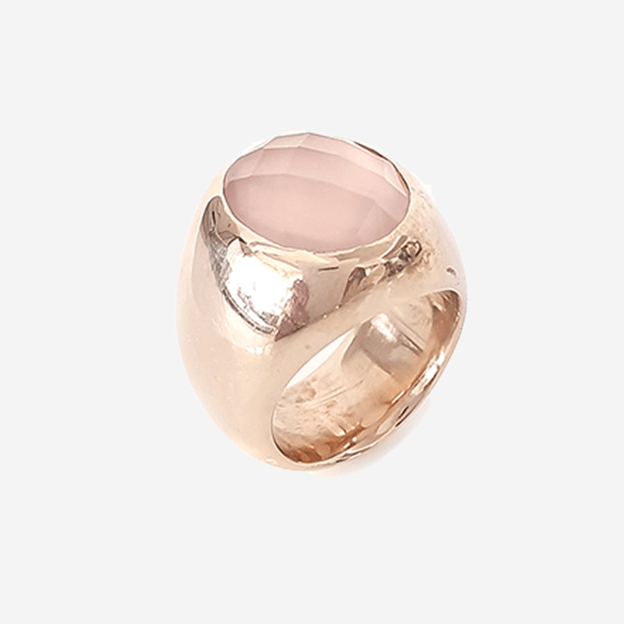 Pink Chalcedony Bronze Pinky Ring