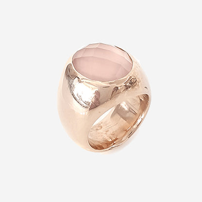 Pink Chalcedony Bronze Pinky Ring