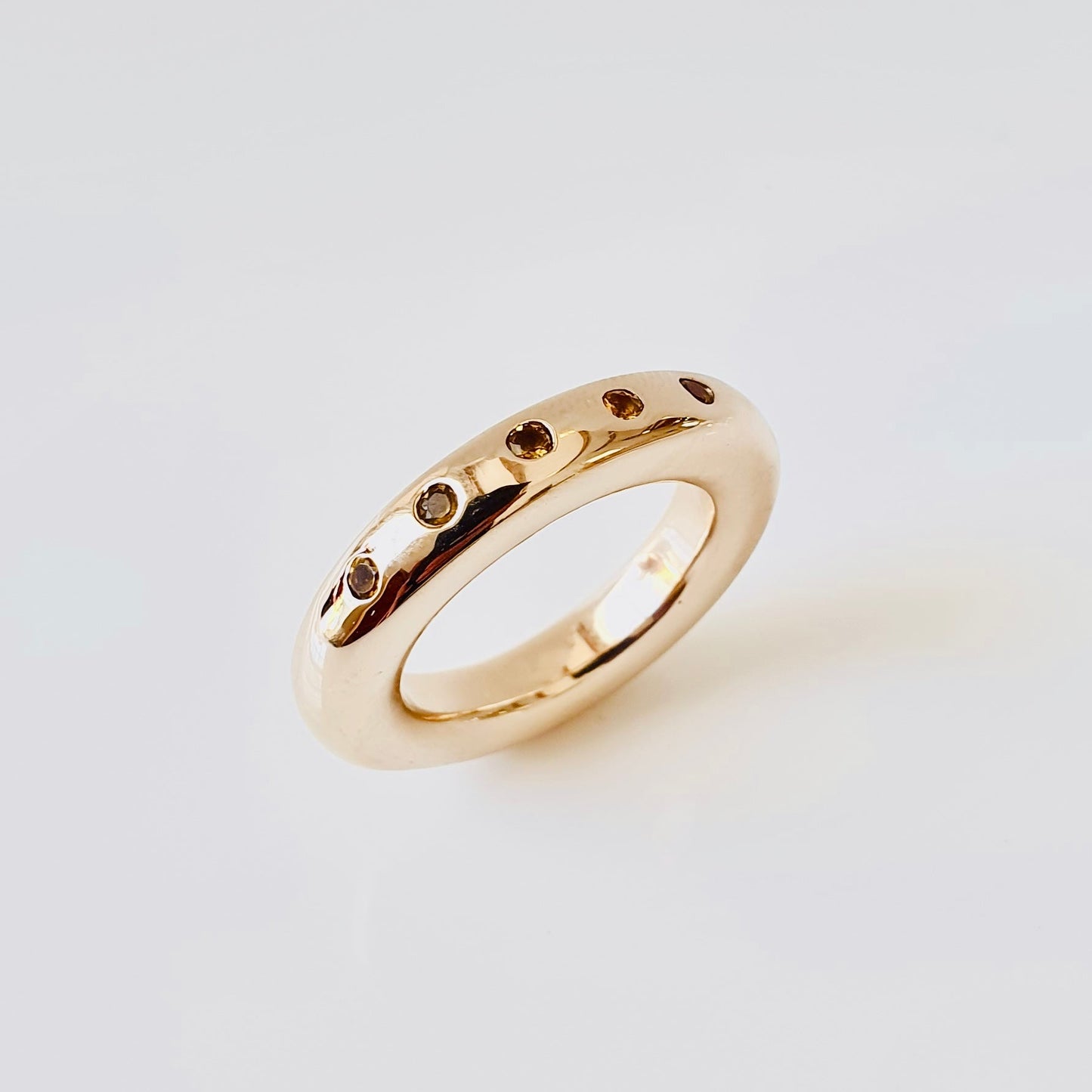 Citrine Half Eternity Bronze Ring 6mm