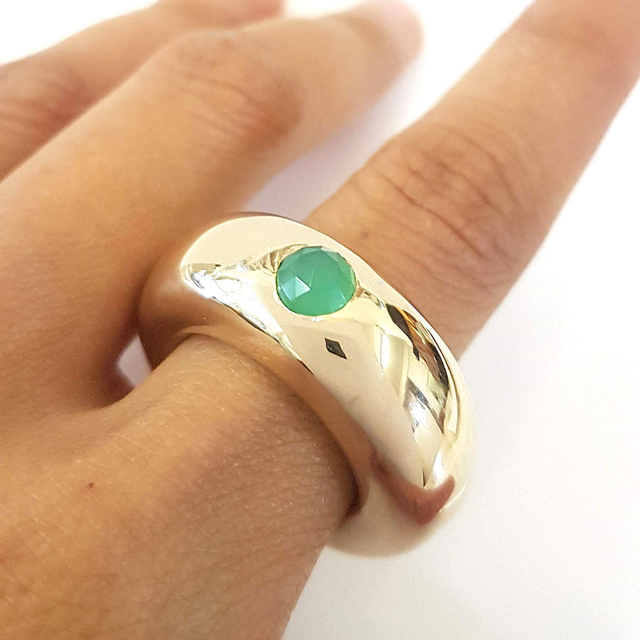 Chrysoprase Bronze Ring 10mm