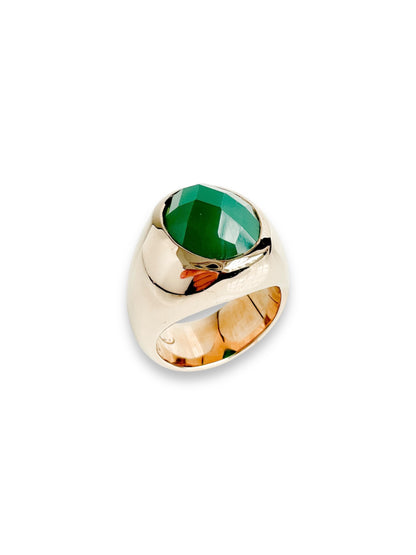 Green Onyx Bronze Pinky Ring