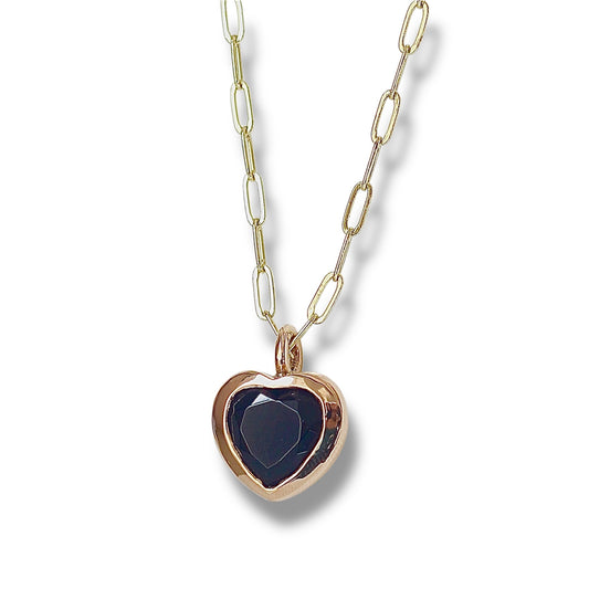 Small Bronze Heart Pendant with Black Onyx