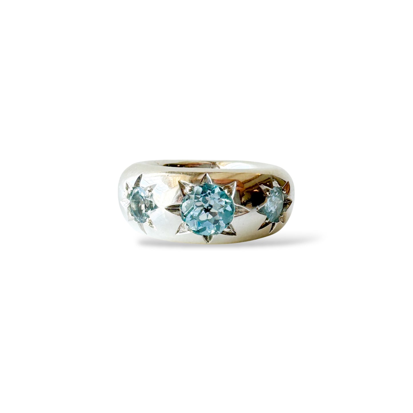 Sterling Silver Star Ring With Sky Blue Topaz