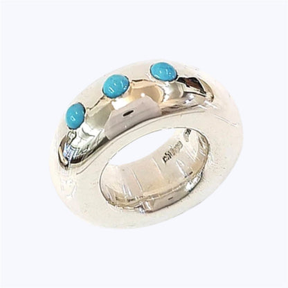 Triple Turquoise Sterling Silver Ring 10mm