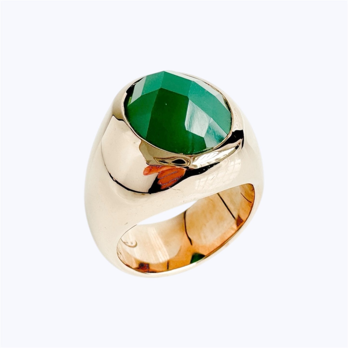 Green Onyx Bronze Pinky Ring