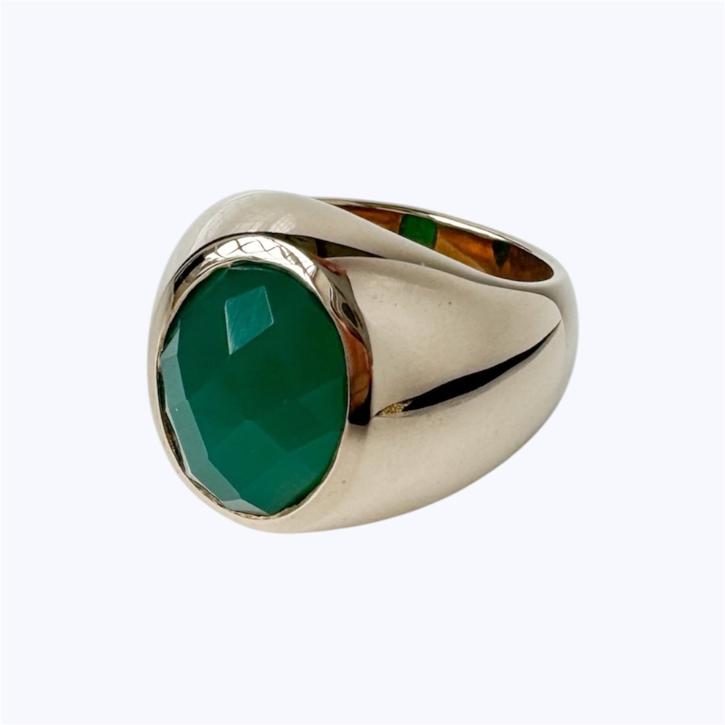 Green Onyx Bronze Pinky Ring