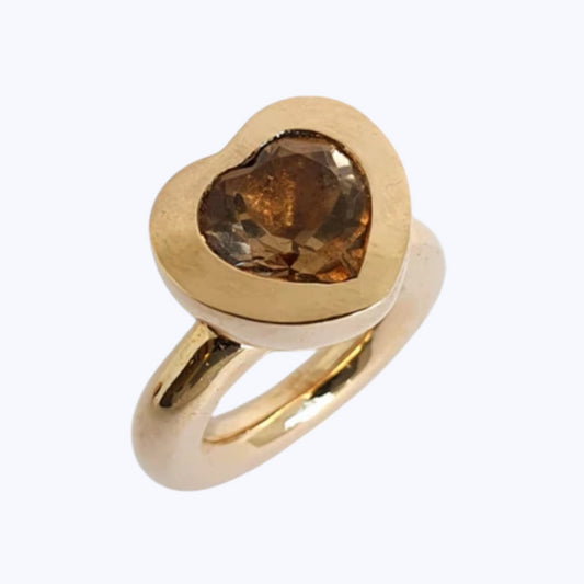 Champagne Quartz Heart Bronze Ring 5mm