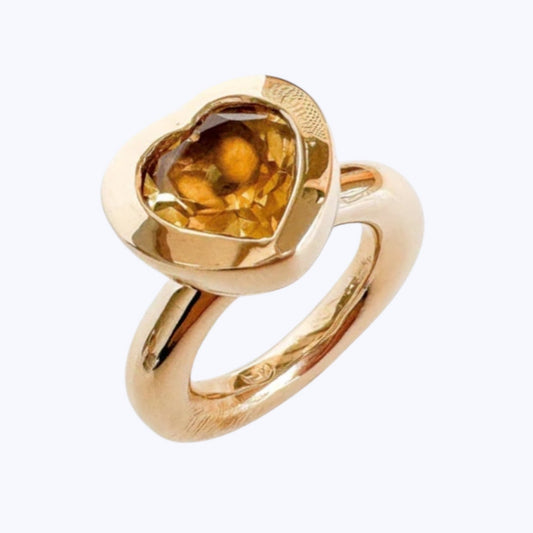 Citrine Heart Bronze Ring 5mm