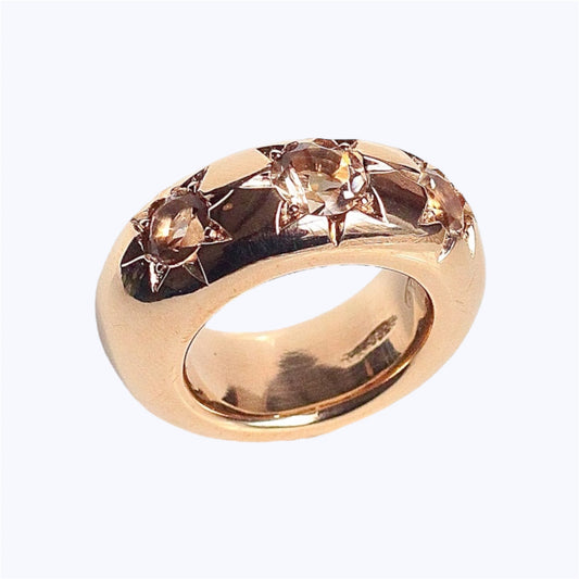 Bronze Star Ring With Champagne Quartz