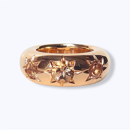 Bronze Star Ring With Champagne Quartz