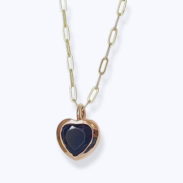 Small Bronze Heart Pendant with Black Onyx