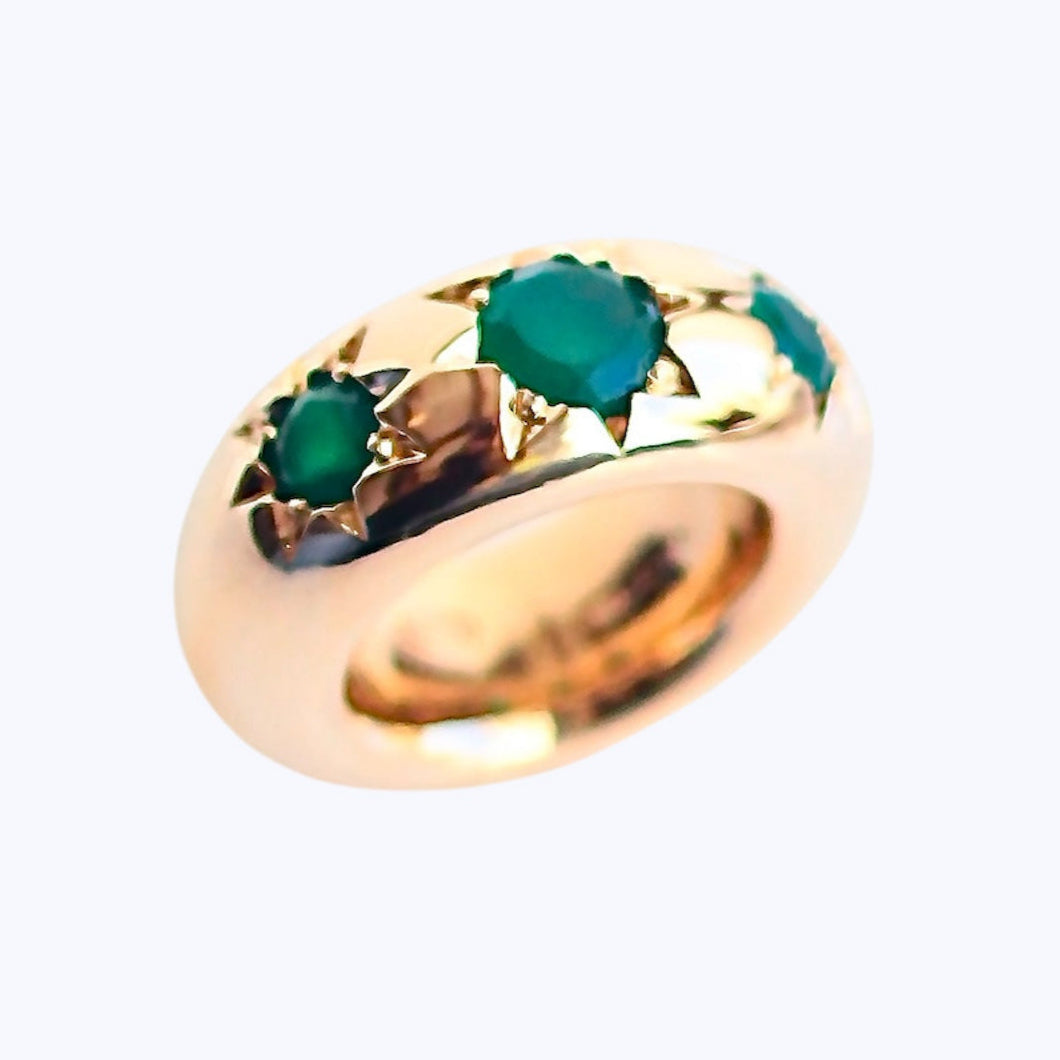 Bronze Star Ring With Green Onyx