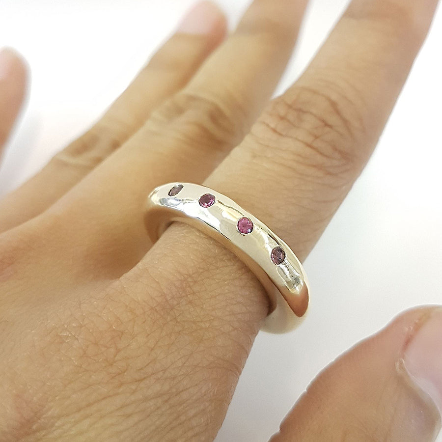 Pink Tourmaline Half Eternity Bronze Ring 6mm