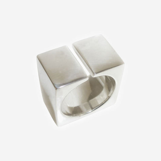 Square Sterling Silver Split Shank Ring