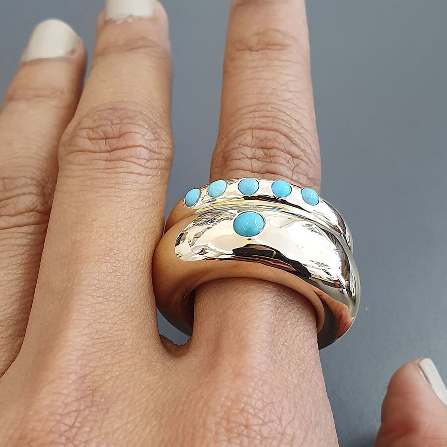 Turquoise Bronze Ring 10mm